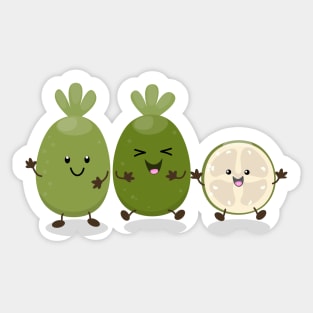 Cute pineapple guava feijoa cartoon illustration Sticker